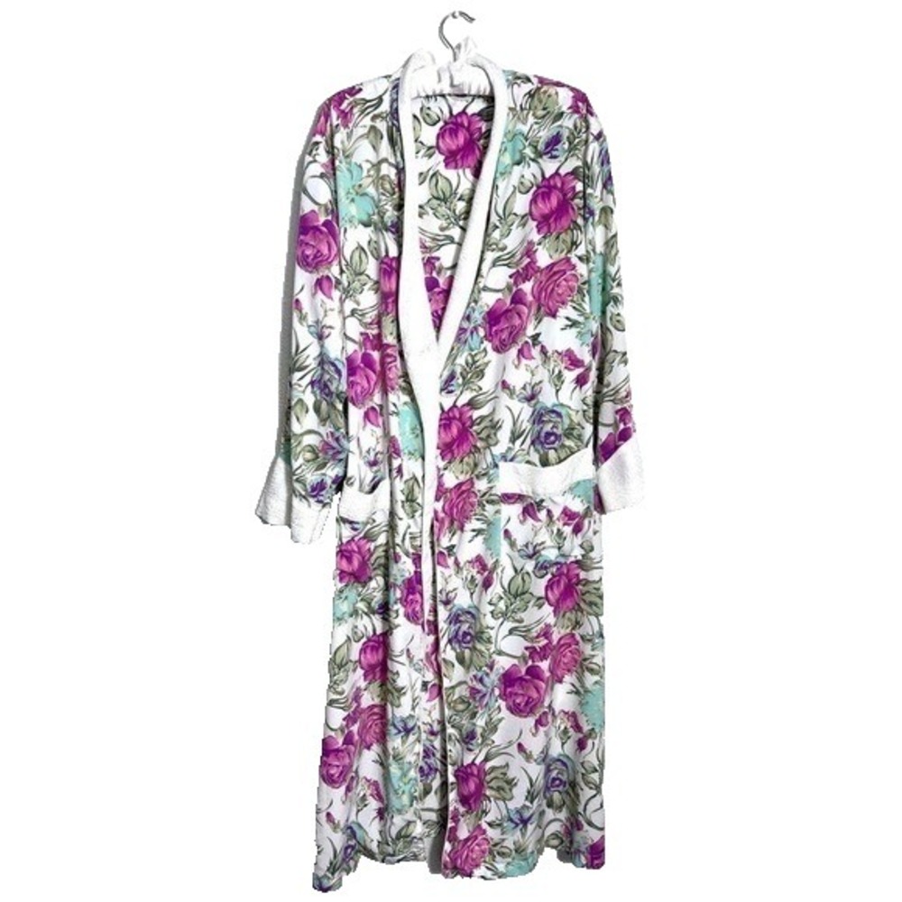 Vintage 90s Victorias Secret Gold Label Satin Robe Womens Medium Romantic Floral
